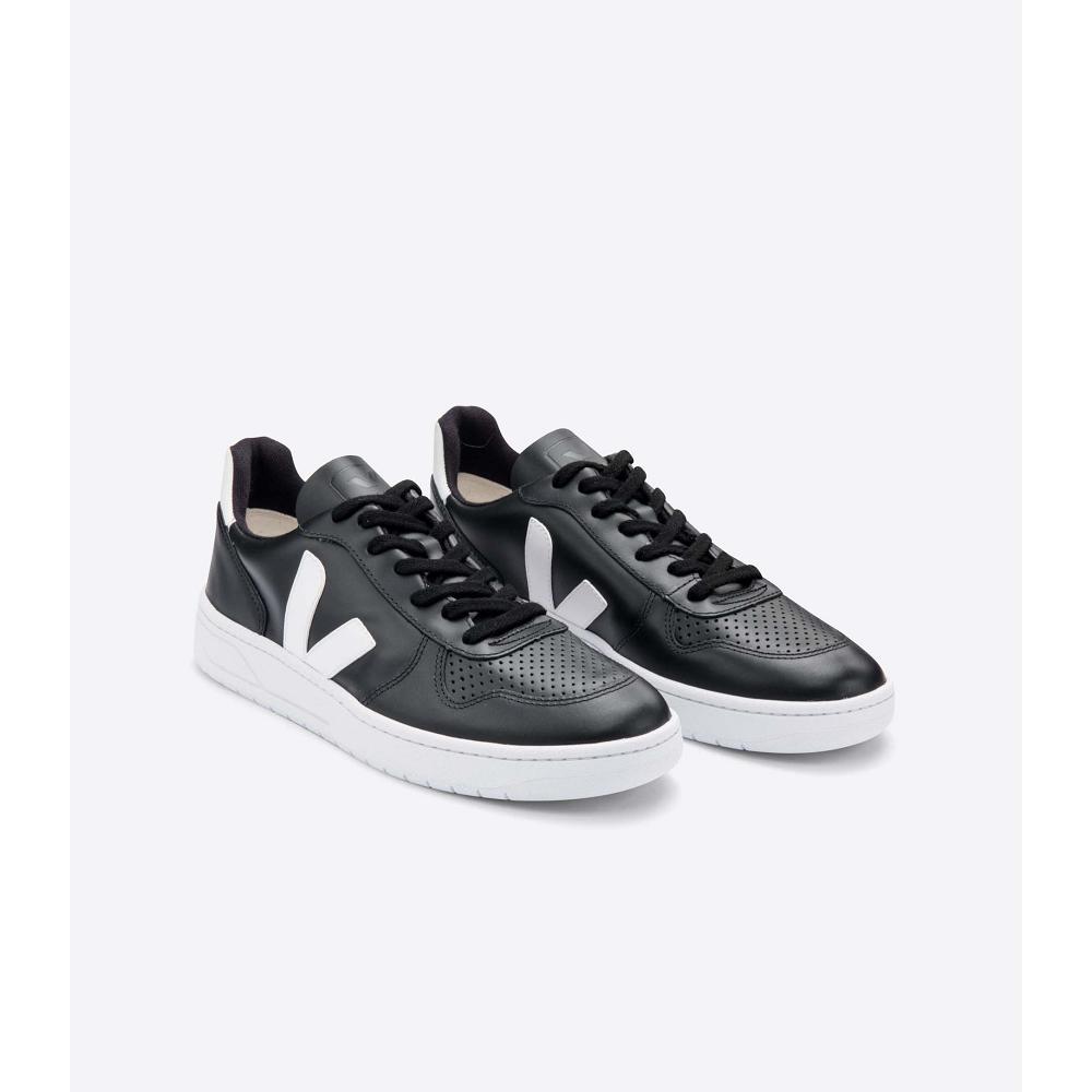 Veja V-10 LEATHER SOLE Tenisky Panske Black/White | SK 321RVD